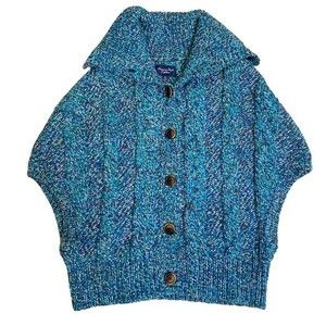 AMERICAN EAGLE WOOL BLEND TURQUOISE SLEEVELESS CARDIGAN MEDIUM GENTLY USED